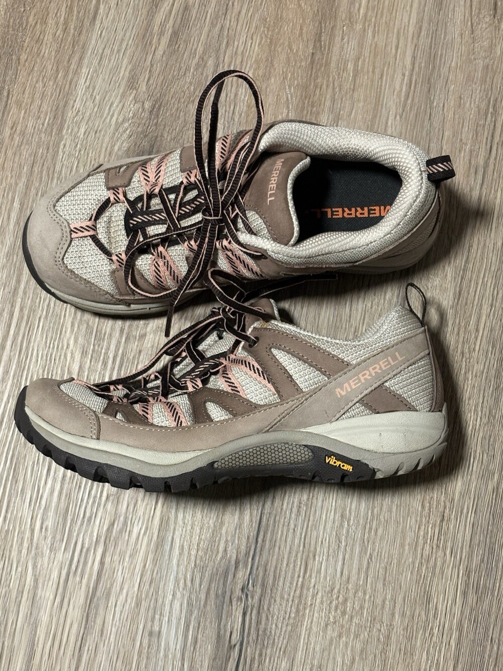 Merrell Shpes Womens Sz 7.5 Siren Edge 3 Hiking Shoes Taupe Pink Vibram J035524